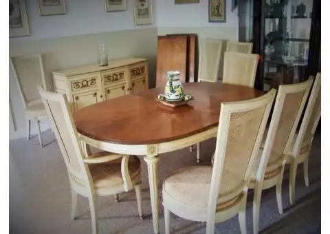 Dining Room Table Chairs (8) Sideboard French Provencial